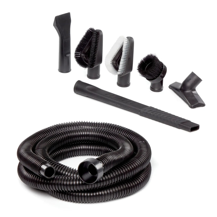 Top view of 7-piece CRAFTSMAN 1-1/4 inch car cleaning kit for use with CRAFTSMAN wet dry vacuums