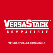 Craftsman VERSASTACK logo graphic with text: Compatible. Portable. Stackable. Customizable.